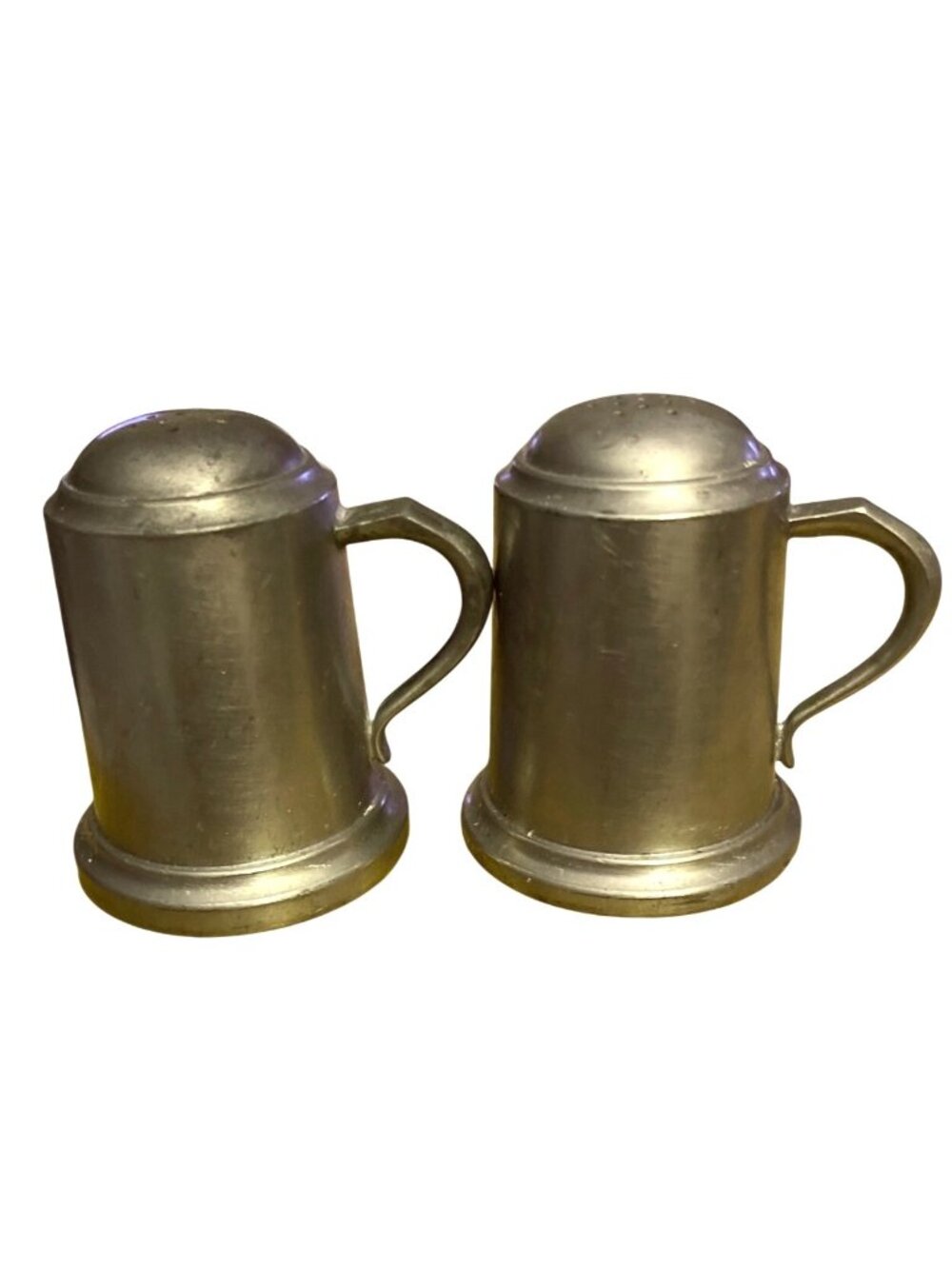 Vintage Web Pewter Salt and Pepper Shakers Set Model 1121 Tankard Mug Style
